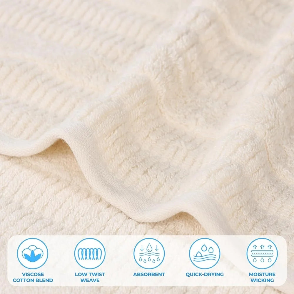 Medium Weight Cotton Blend Towels Quick Dry Ultra-Soft Bath Hand Face Towels Spa Essentials Eco-Friendly Absorbent Towels