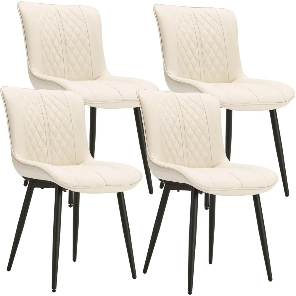 Dining Chairs Set of 4 - Leather Kitchen Chairs with Metal Legs, Upholstered Dining Room Chair, Modern Dining Chair for Kitchen,