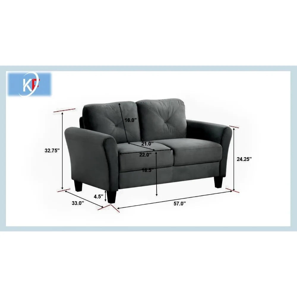 Harper & Bright Designs 2-Seat Velvet Upholstered Loveseat Sofa with Button Tufted Backrest, Modern Couch for Living Room, Black