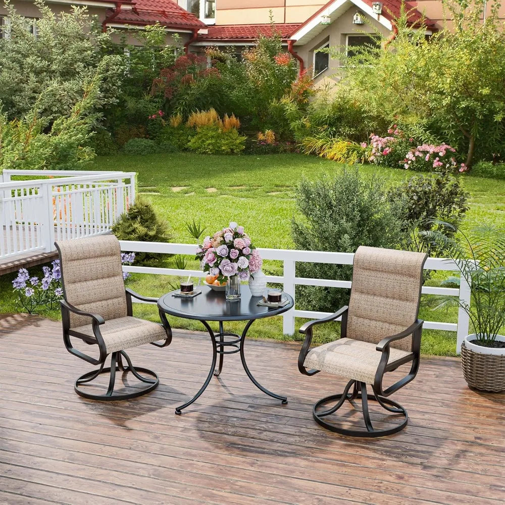 Patio Swivel Chairs Set of 2, Outdoor Dining Chairs High Back with Padded All Weather Breathable Textilene, Metal Rockin