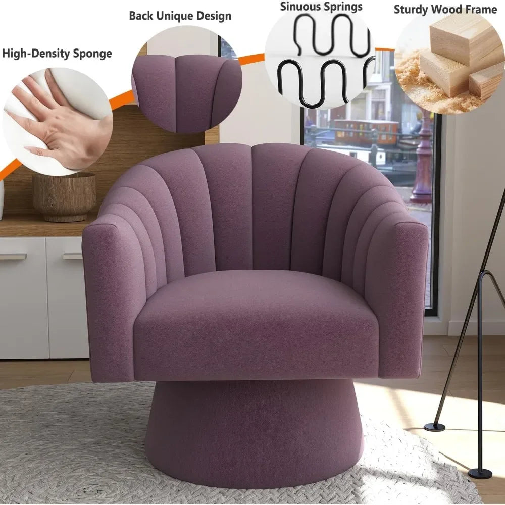 Swivel Accent Chair Set of 2, Upholstered Velvet 360° Swivel Barrel Chair for Living Room