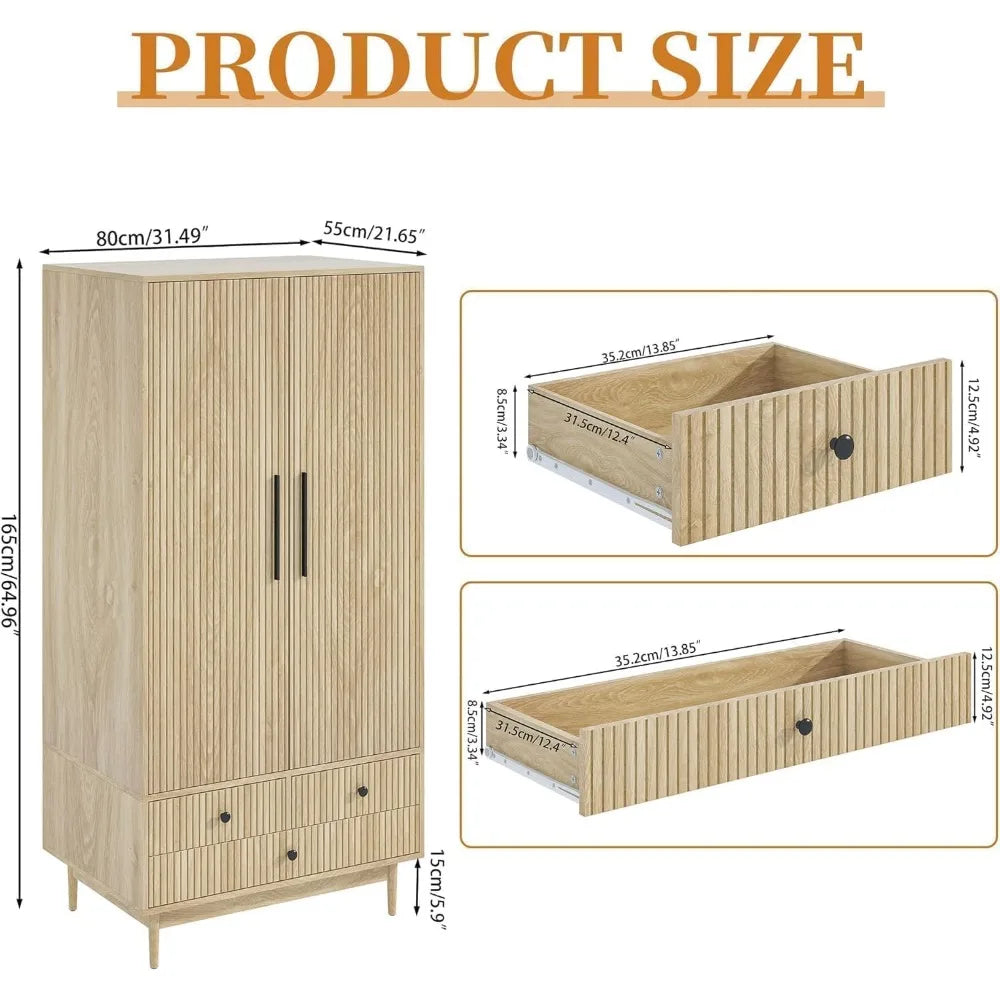 Armoire Wardrobe Closet, with Drawers , Wardrobe Cabinet with Hanging