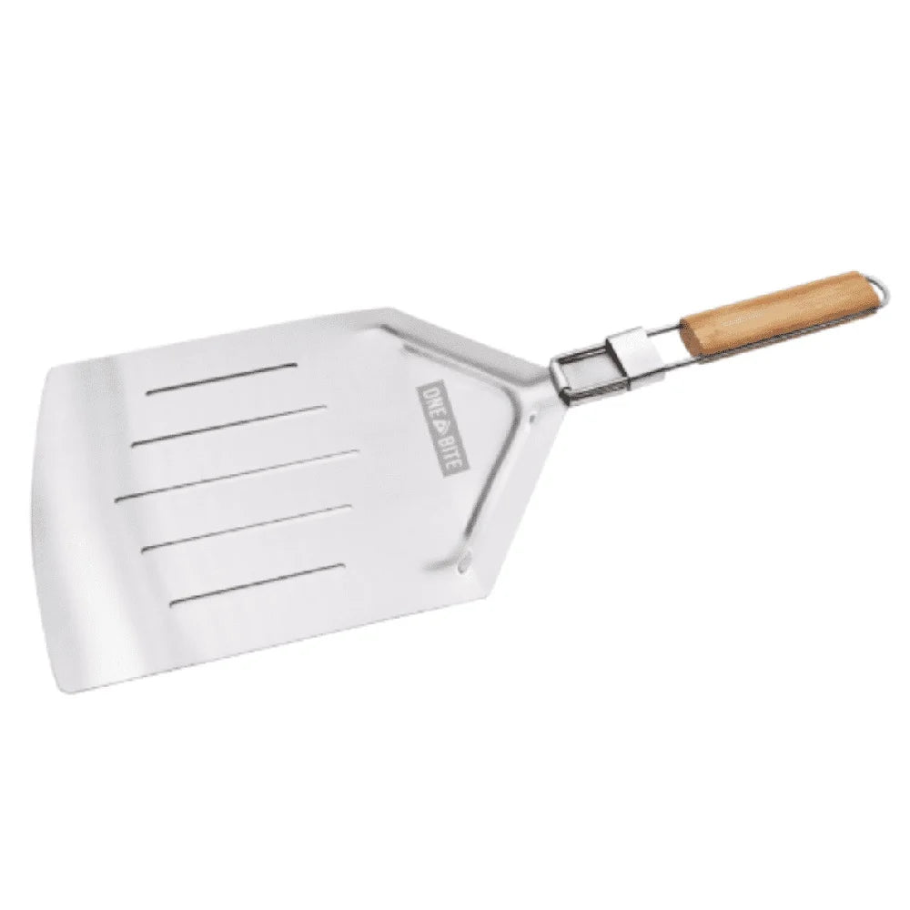 Stainless Steel Slotted Pizza Peel Wood Handle Durable Pizza Spatula Food Turner Easy Handling
