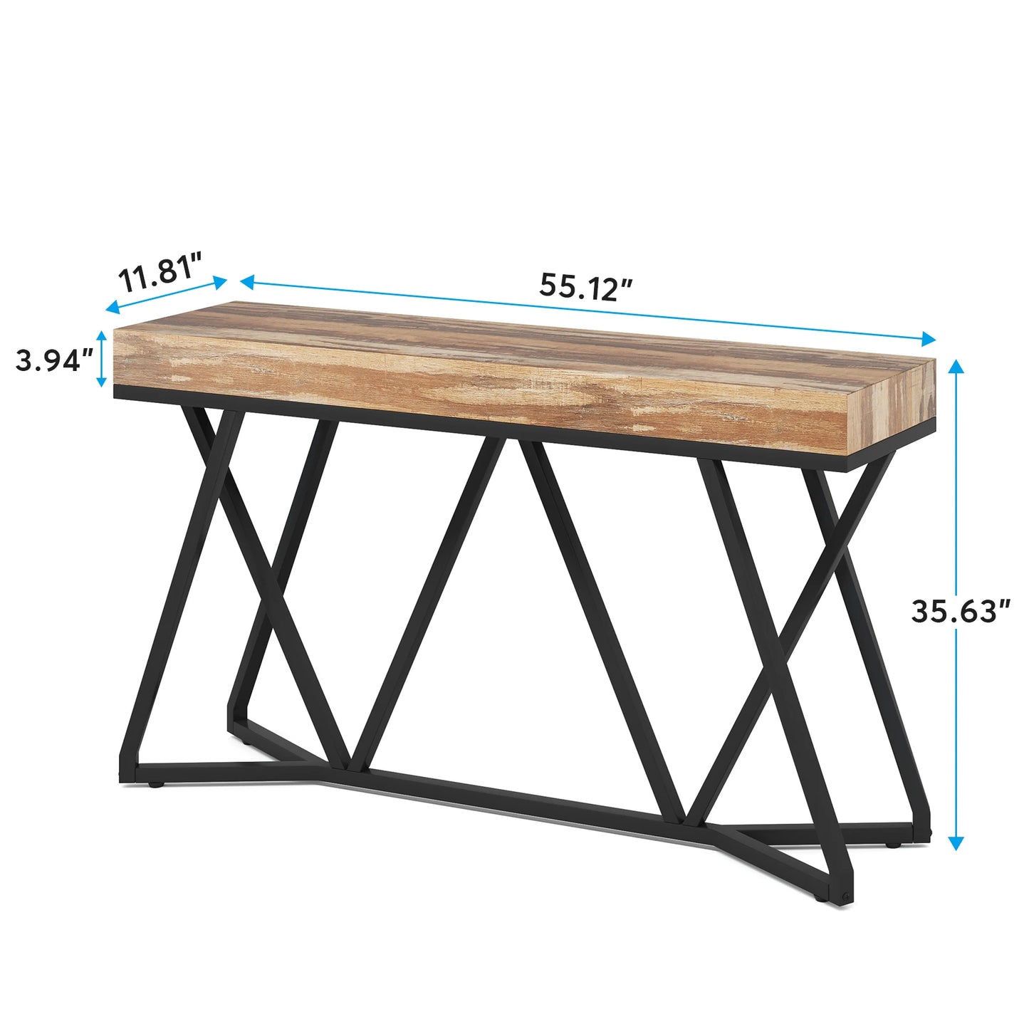 Tribesigns 55 Inches Console Table, Sofa Table Wood Entryway Table with Unique Metal Base