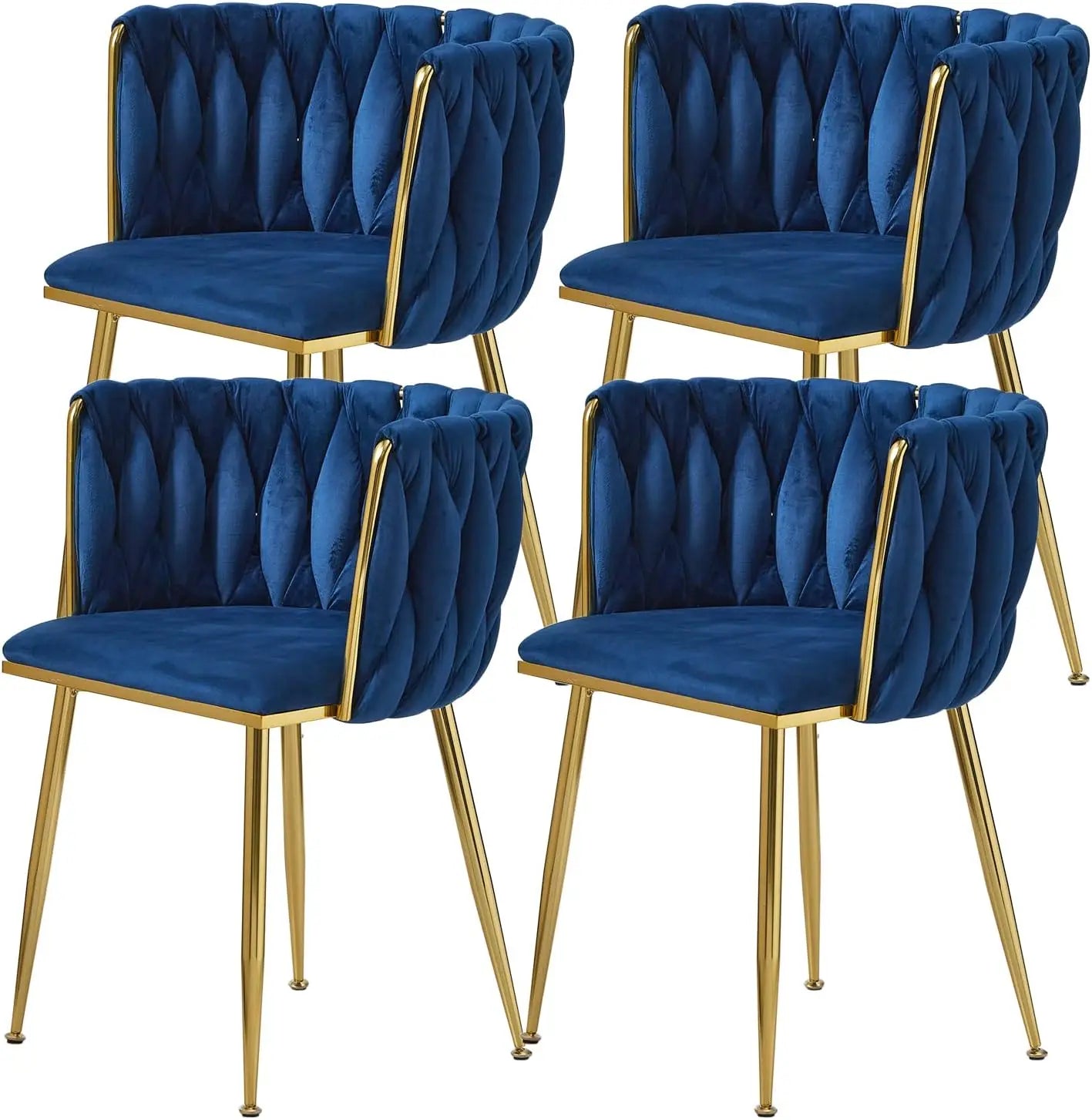 Black Velvet Dining Chairs Set of 4, Upholstered Dining Chairs with Golden Metal Legs