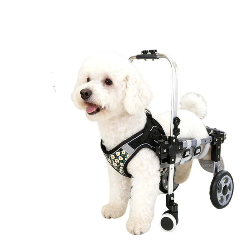 Upgraded Lightweight Extendable Adjustable Four Wheel Dog and Cat Wheelchair for Hind Limb Rear Leg Support Pet Mobility Aid