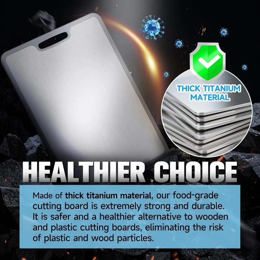 Titanium Cutting Board - 5mm Thick with Edge Protection, Non-Deforming & Lightweight for Kitchen, Camping, and Housewarming Gift