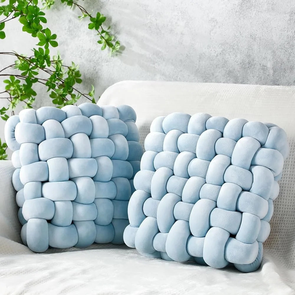 2 Pcs Soft Knot Pillow Decorative Plush Throw Pillows Unique 3D Design Home Office Living Room Accent