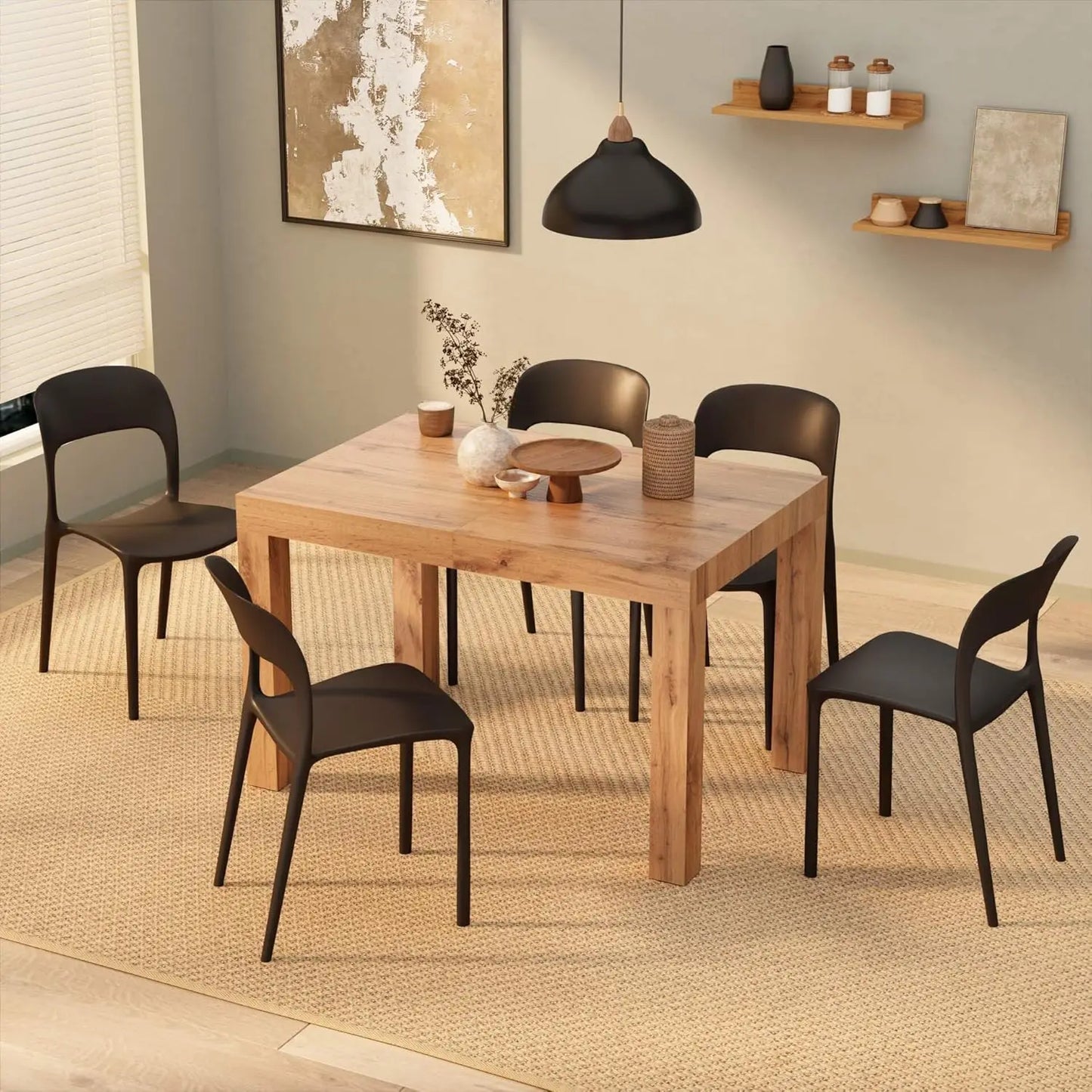 First Extendable Table, 47,2(77,6) x31,5 in, Rustic Oak, for 6-8 People, Expandable Dining Table