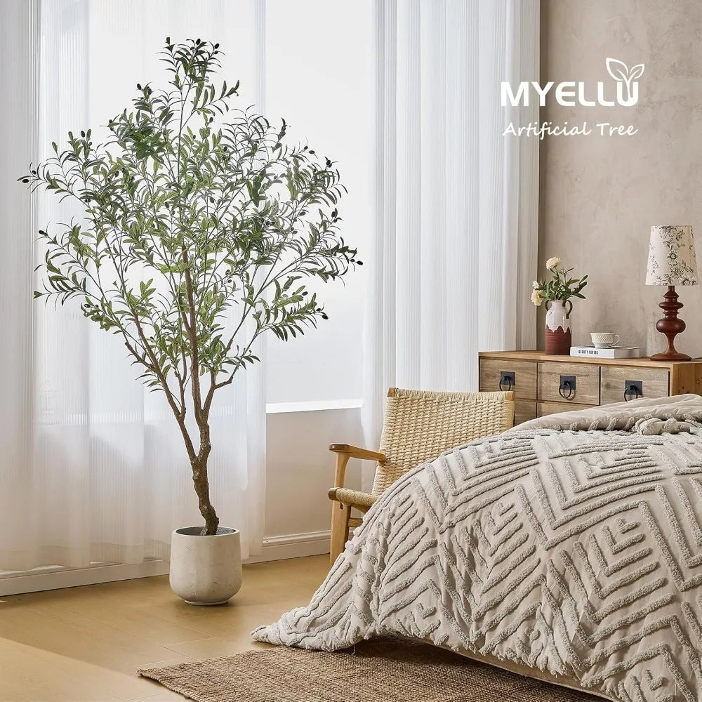 7FT Olive Tree Artificial Plant Decor - Tall Fake Tree for Home Decor Faux Plant Indoor 2000 Leaves