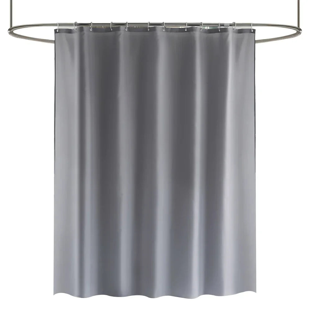 Heavy Duty Solid Shower Curtain Fabric Waterproof Bathroom Curtain Long Stall Size 230CM Black White Grey Brown Blue Color