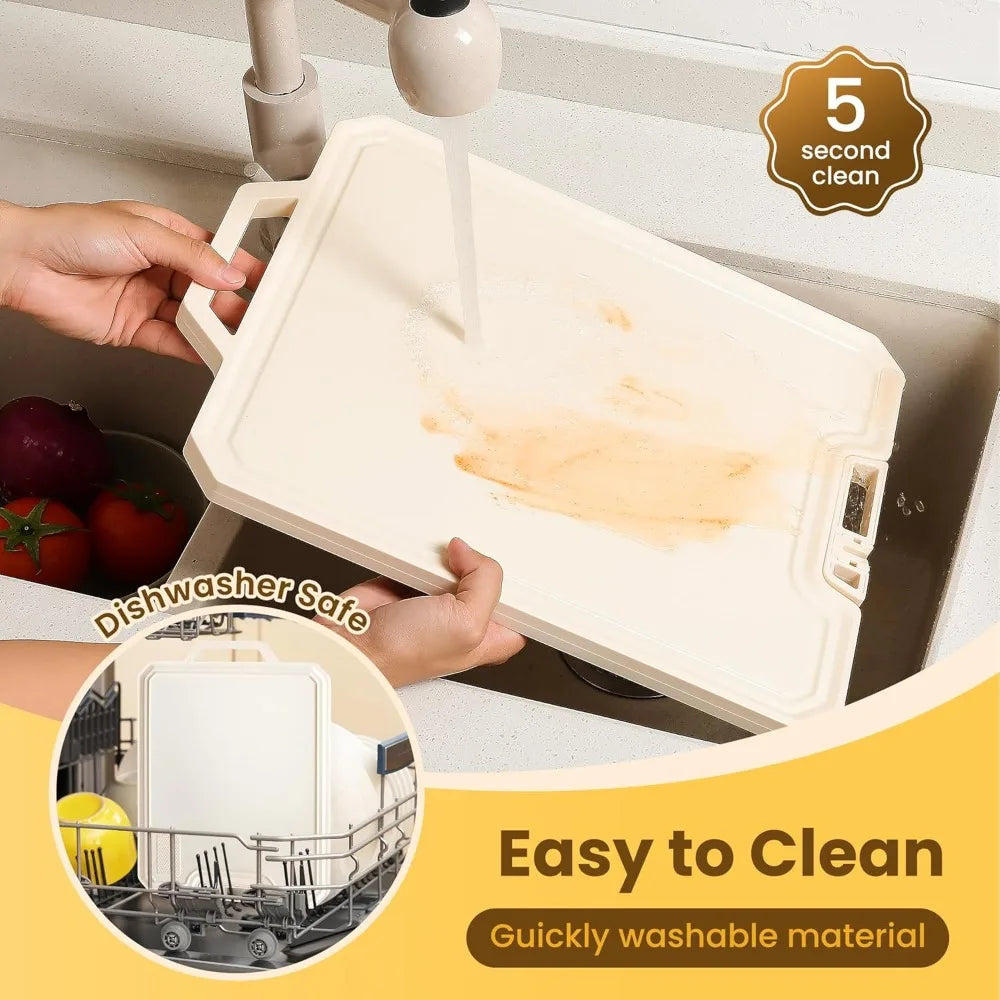 Stainless Steel Cutting Boards for Kitchen,Double Side Food Grade Chopping Board,Stainless Steel and Wheat Straw PP,Dishwasher S
