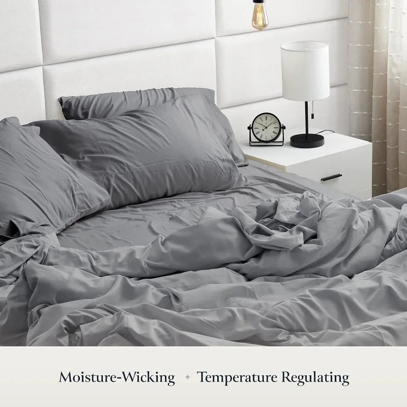 Luxury 6 Piece Bed Sheets for Queen Size Bed, with Elastic