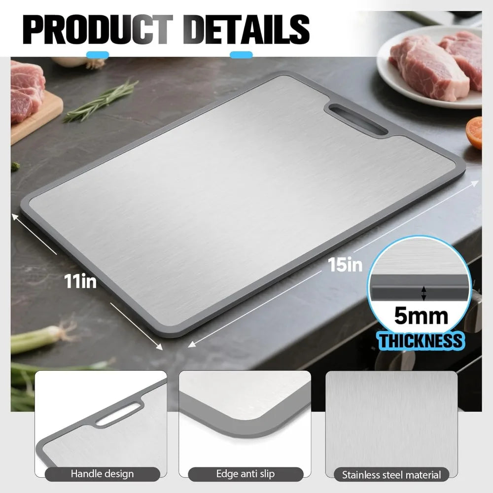 Titanium Cutting Board - 5mm Thick with Edge Protection, Non-Deforming & Lightweight for Kitchen, Camping, and Housewarming Gift