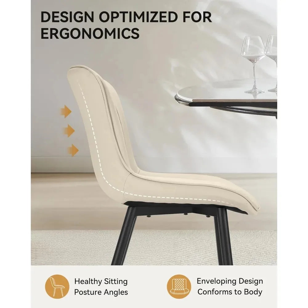 Dining Chairs Set of 4 - Leather Kitchen Chairs with Metal Legs, Upholstered Dining Room Chair, Modern Dining Chair for Kitchen,