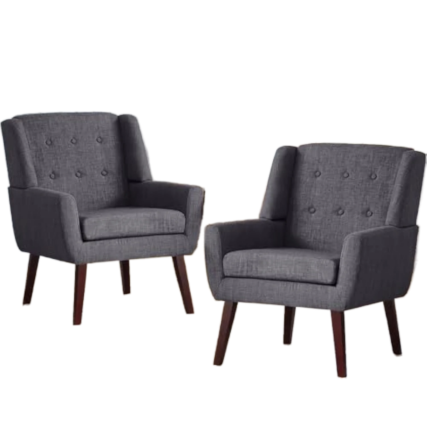 Button Tufted Accent Chairs Set of 2 Upholstered Reading Living Room Chair Mid Century Modern Chair with Linen Fabric Club Chair