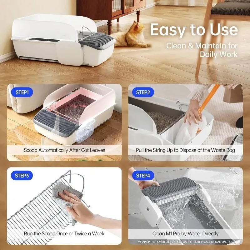 Automatic Self-Cleaning Cat Litter Box Odor-Free Oversized Intelligent Cat Toilet Large Semi-Enclosed Cat Sandbox