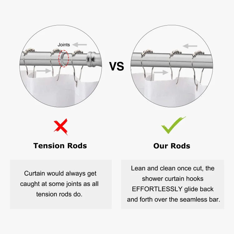 Stainless Steel Oval Shower Curtain Rod with Ceiling Support for Clawfoot Tub in 72" L X 36" W, Chrome Finish