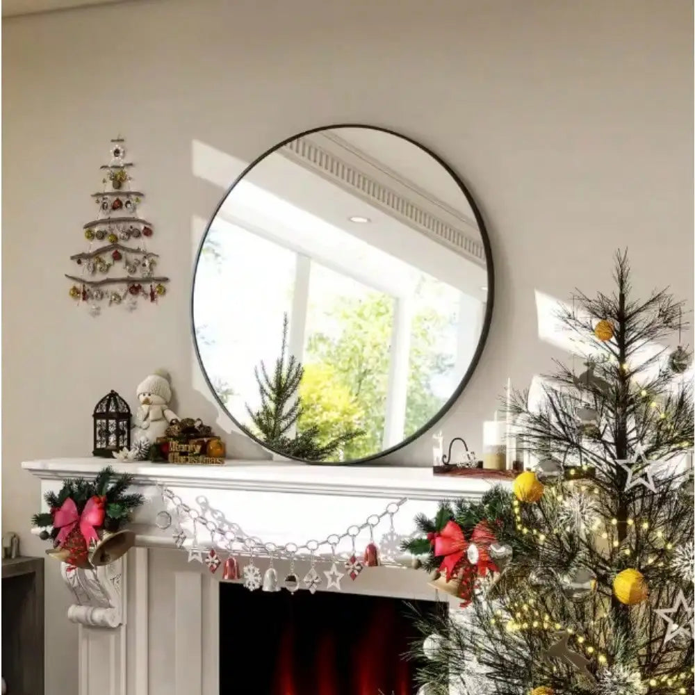 Round Aluminum Alloy Framed Wall Mirror with Simple Metal Frame, Entryway, Bedroom Vanity, Living Room, Hallway Decor