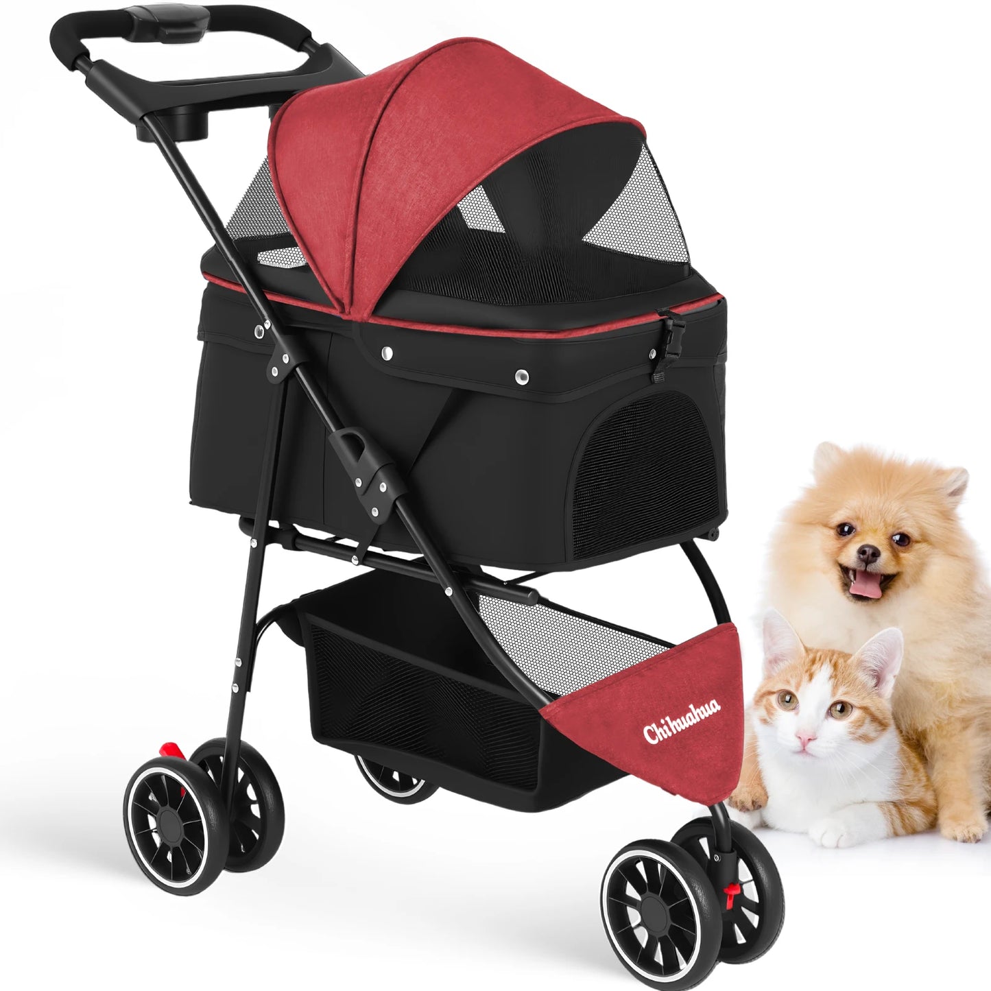 3 in 1 Pet Stroller with Removable Carrier Folding Stroller for Small/Medium Dogs and Cats Waterproof All-Terrain