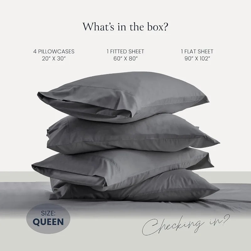 Luxury 6 Piece Bed Sheets for Queen Size Bed, with Elastic