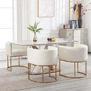 Velvet Dining Chairs Set of 4 Modern Barrel Arm Chairs with Chrome Metal Frame, Upholstered