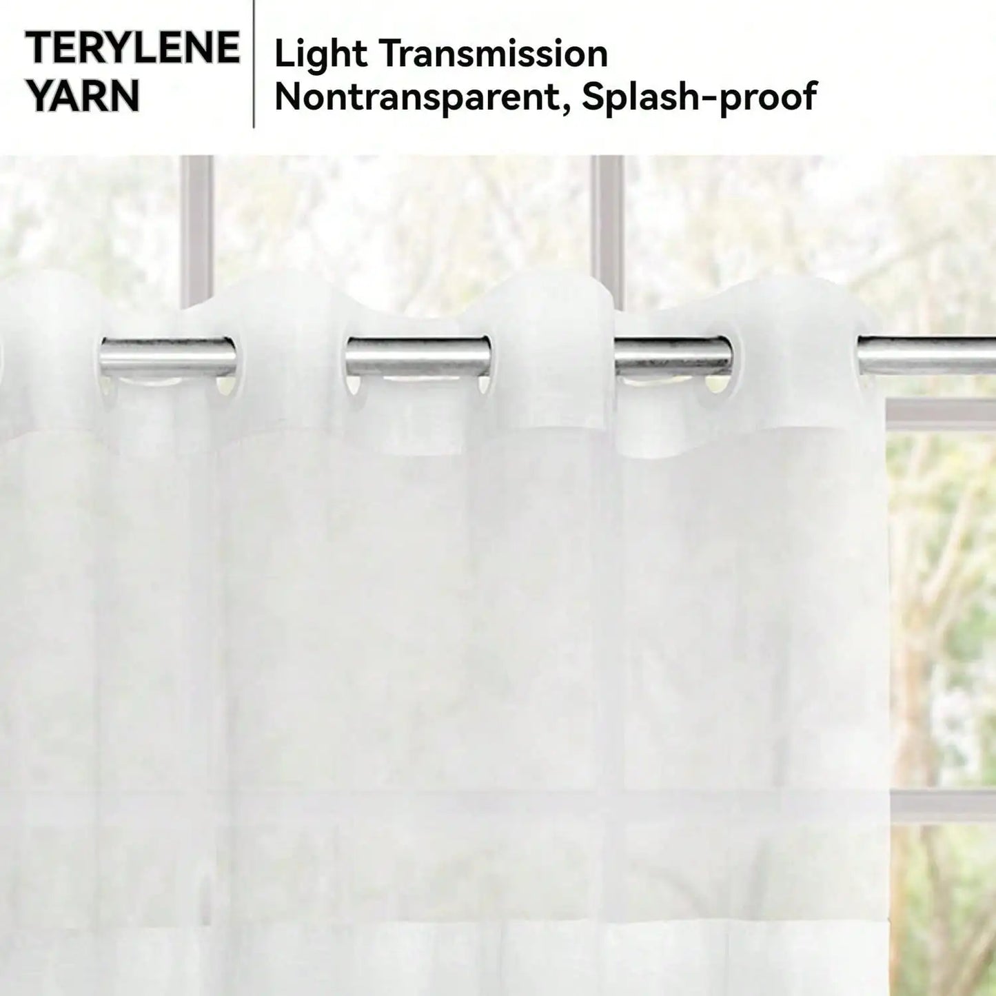 Plants Pattern No Hook Waterproof Shower Curtain, Removable