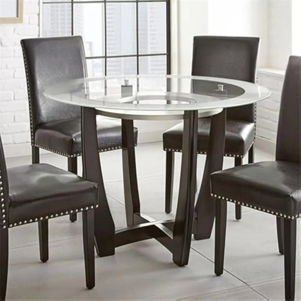 Carell Furniture 45" Round Glass Top Dining Table in Espresso Finish Base