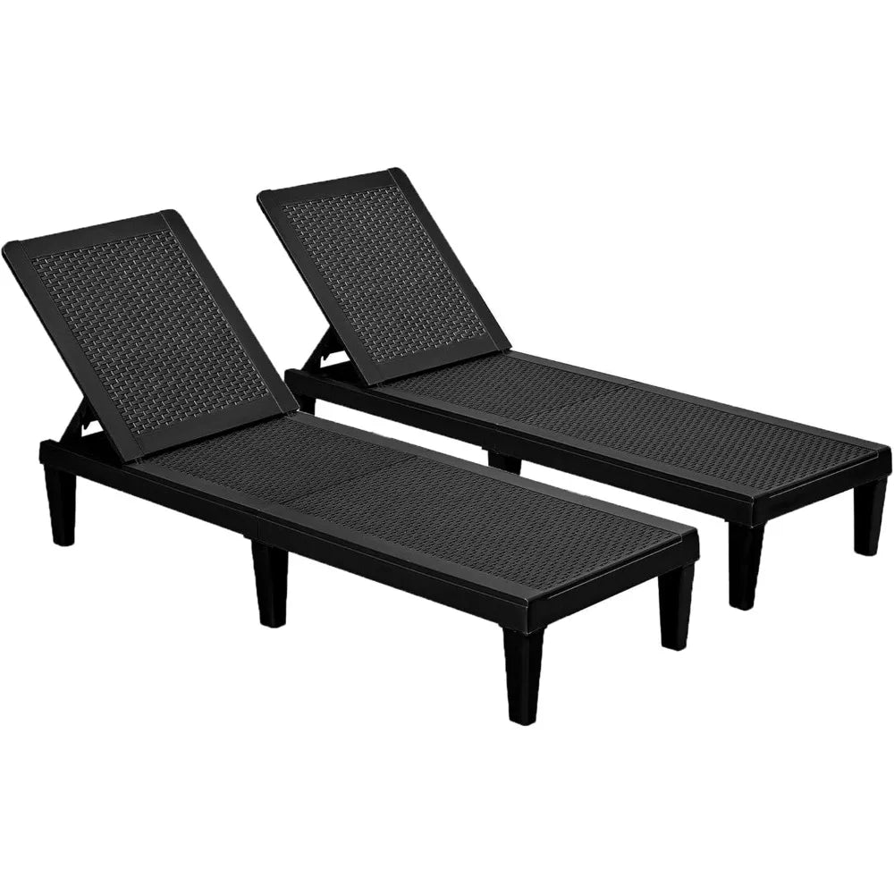 Outdoor Chaise Lounge Chair Set of 2 for Outside Pool Patio, Adjustable Waterproof Easy Assembly Chaise Lounge lounge