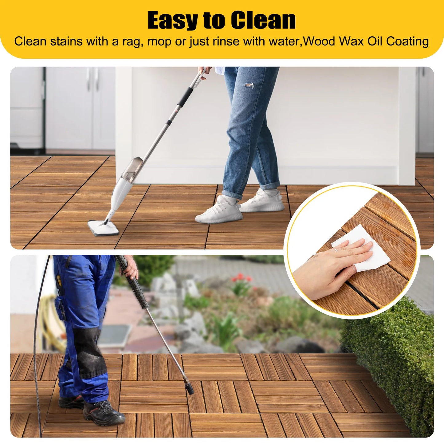 Outdoor Hardwood Flooring Tiles Interlock Edge Waterproof for Patio