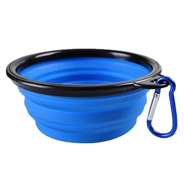 Collapsible Pet Silicone Dog Food Water Bowl Outdoor Camping Travel Portable Folding Pet Bowl Dishes with Carabiner Pet Supplies