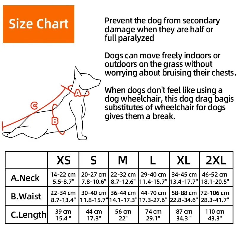 Pet Drag Bag Dragging Recovery Carrier Bag Wheelchair Adjustable Protective Back Leg Drag Bag For Pet Owners Injured Dogs