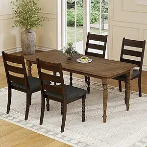 4-Piece Farmhouse Dining Chair Set, Solid Wood Frame , Modern Armless Chenille Fabric Upholstered