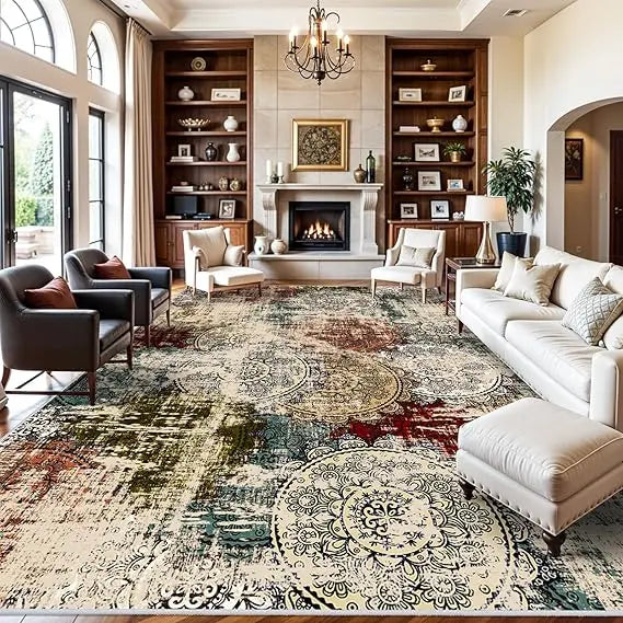 10x14 Living Room Area Rug - Modern Abstract Large Area Rugs Non-Slip Stain Resistant Carpets
