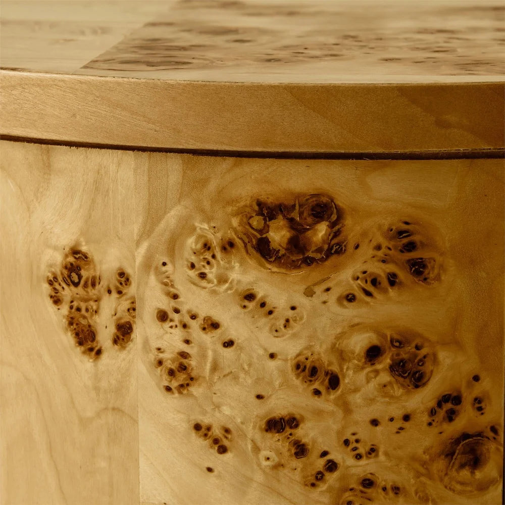 Unique Burlwood Round End Table No Assembly Required