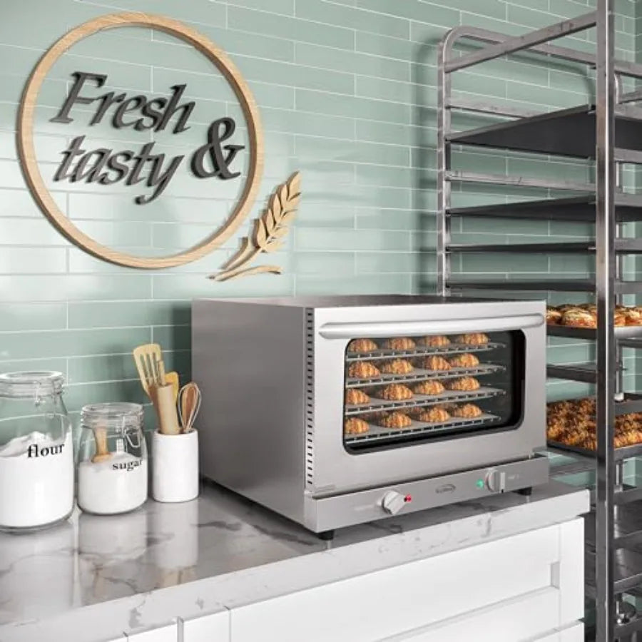 23 in. Commercial Countertop Convection Oven for Half-Size Pans with 4 Racks 1600W Stainless Steel ETL Listed Safety Sanitation