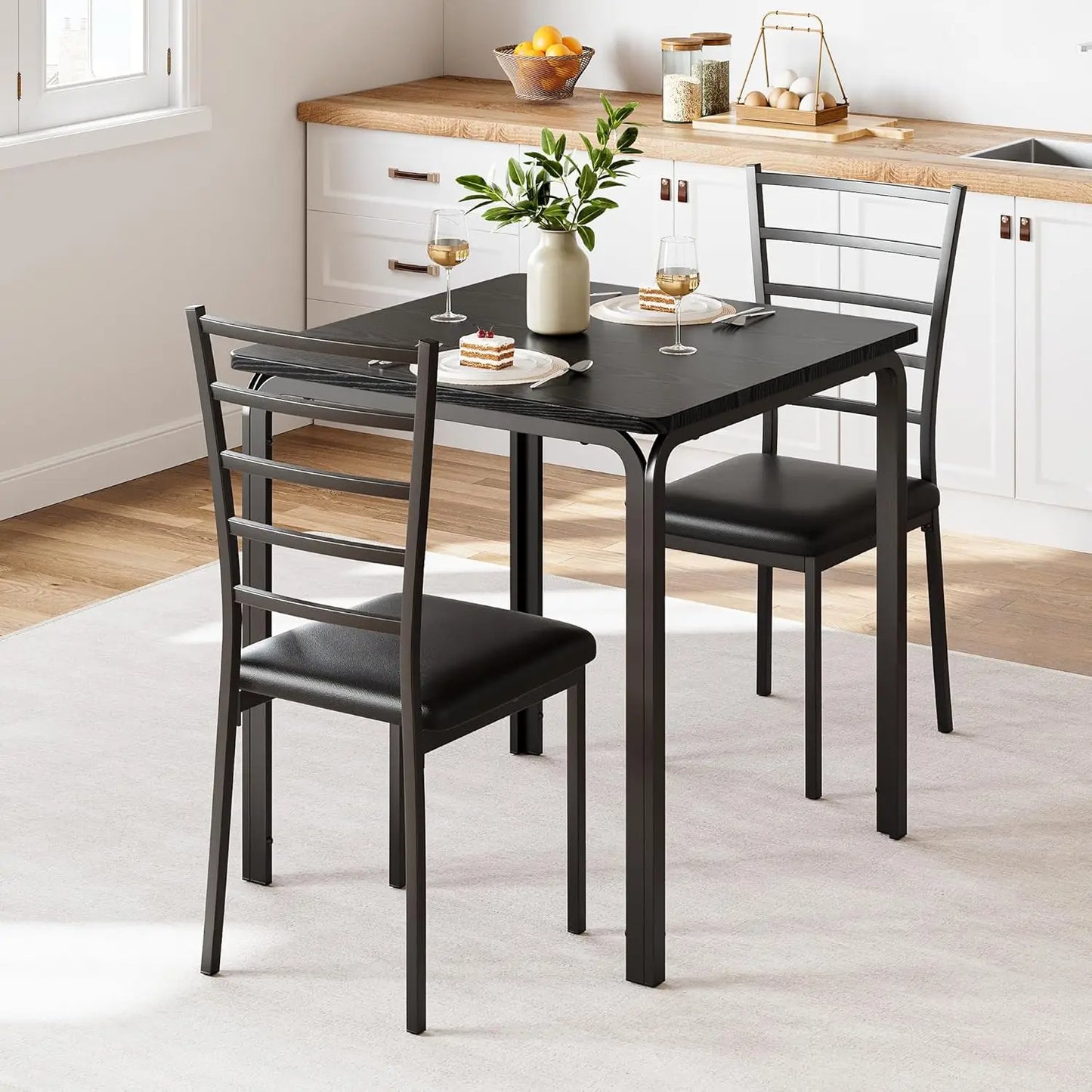 Dining Table for 2 Space Saving Dining Table Set for Small Spaces 3 Piece Dining Table Set & Metal Steel Frame for Dining Room