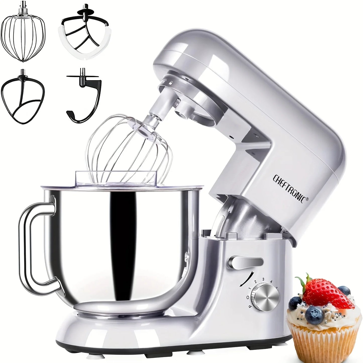 1pc Stand Mixer, 7 Qt Tilt-Head Electric Household Stand Mixer - 650W 6-P Speed, US Plug, Frother for milk