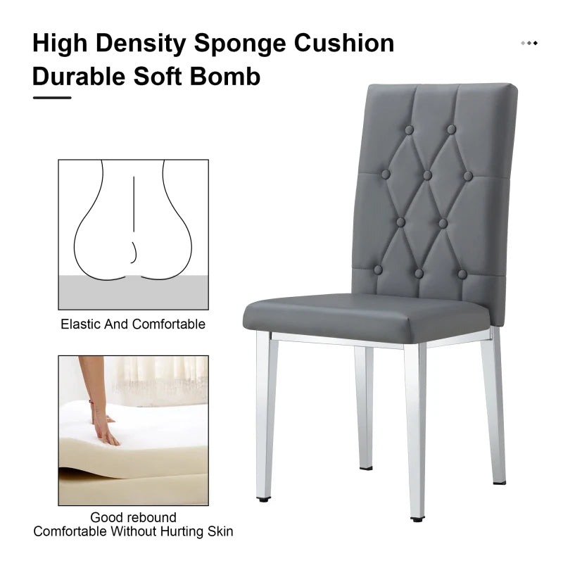 Grey Armless Dining Chair -4-piece Set, Modern Small House Restaurant Furniture Set