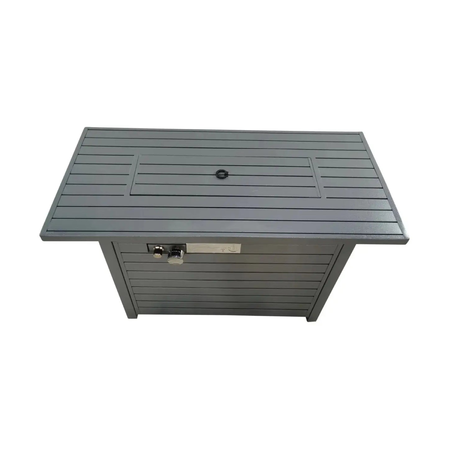 25'' H x 42'' W Steel Propane Outdoor Fire Pit Table with Lid (Grey)