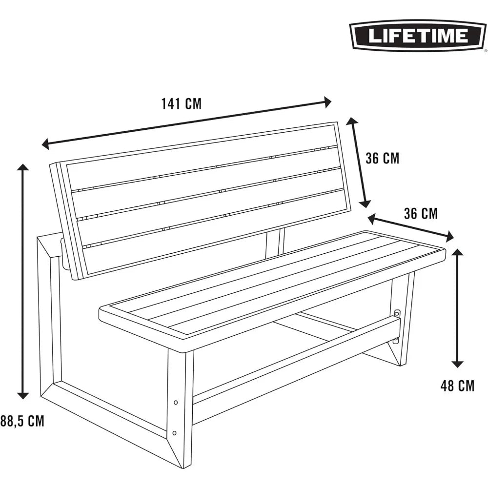 Outdoor Convertible Bench, 55 Inch, Harbor Gray