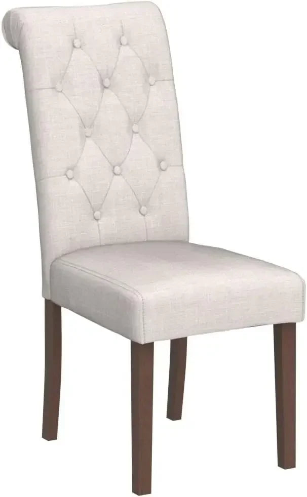 Tufted Dining Room Chairs Set of 2, Accent Parsons Diner Chairs Upholstered Fabric - Beige