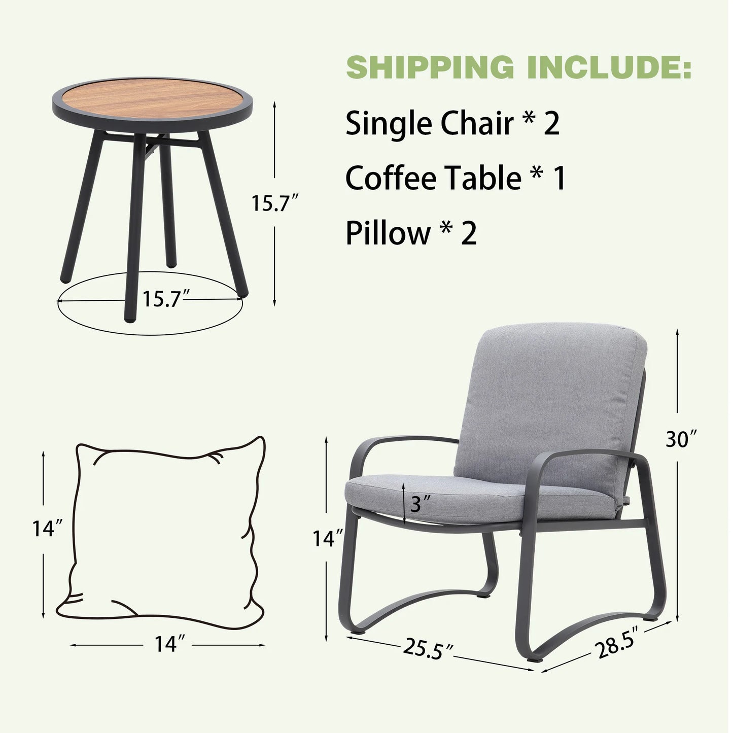 3 Piece Rocking Bistro Set Wicker Patio Outdoor Furniture Porch Chairs Conversation Sets with DPC Coffee Table