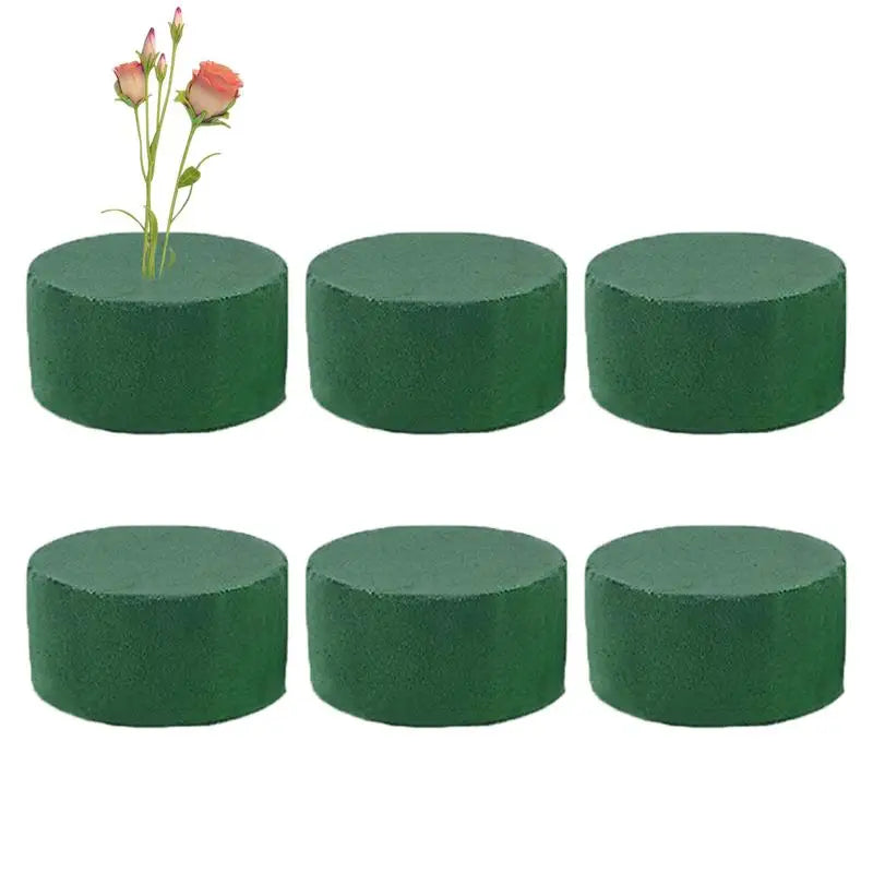 6PCS Green Floral Foam Round Floral Brick Blocks Artificial Flower DIY Flower Arrangement Kits