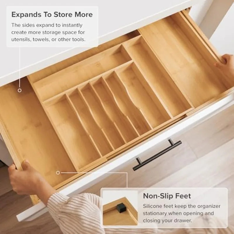 Expandable Silverware, Flatware and Utensil Organizer for Kitchen Drawers