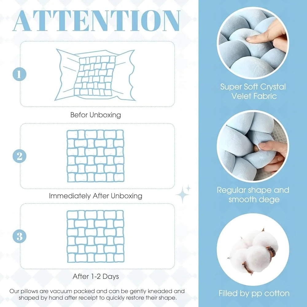 2 Pcs Soft Knot Pillow Decorative Plush Throw Pillows Unique 3D Design Home Office Living Room Accent