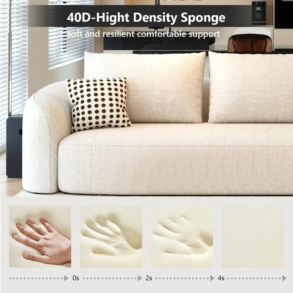 Sectional Couches Luxury Modern Curved Back Sofa,Minimalist Comfy L-Shape Boneless Cloud Couch for Living Room