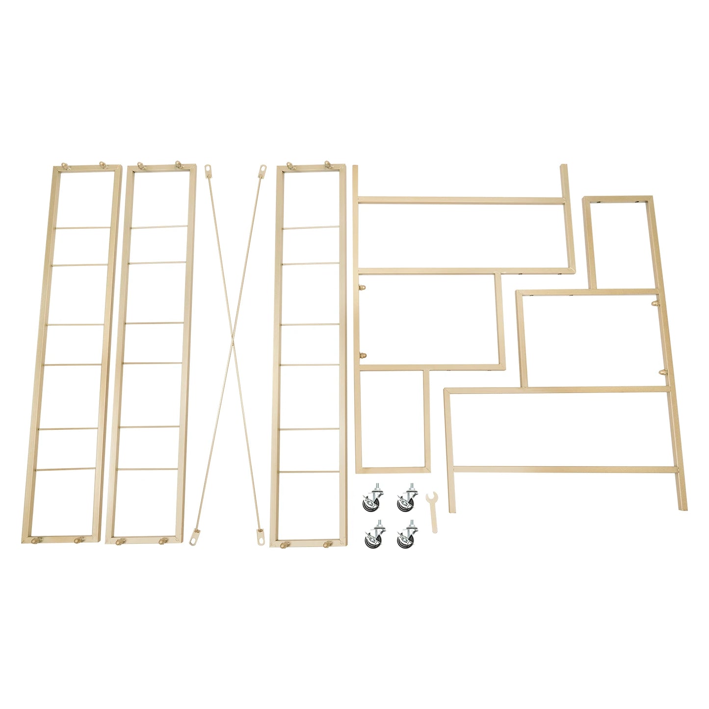 3 Layers White Flower Display Stand Heavy Duty Metal Plant Cart Shelf with 12 Buckets & Wheel for Home Patio Garden Florist