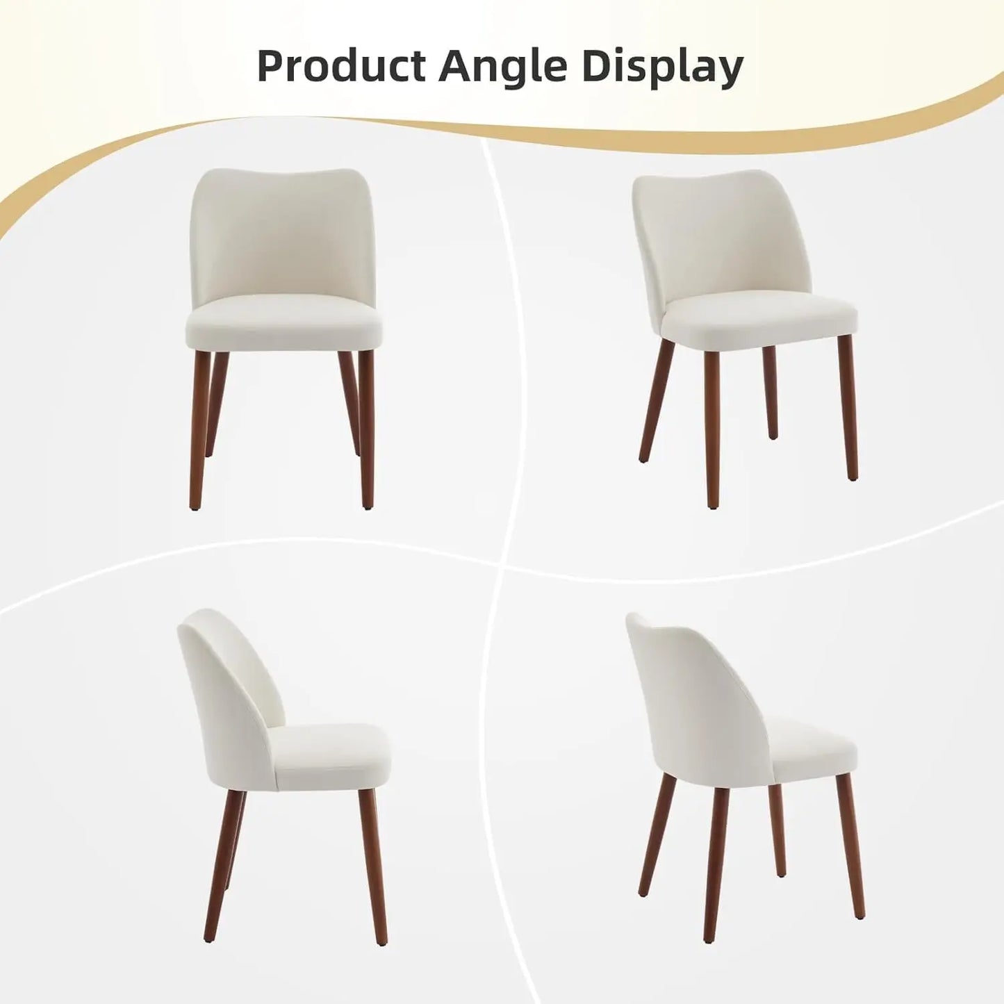 Mid Century Modern Dining Chairs Set of 2,Linen Fabric Upholstered Accent with Wood Legs for Kitchen Dining Room Beige