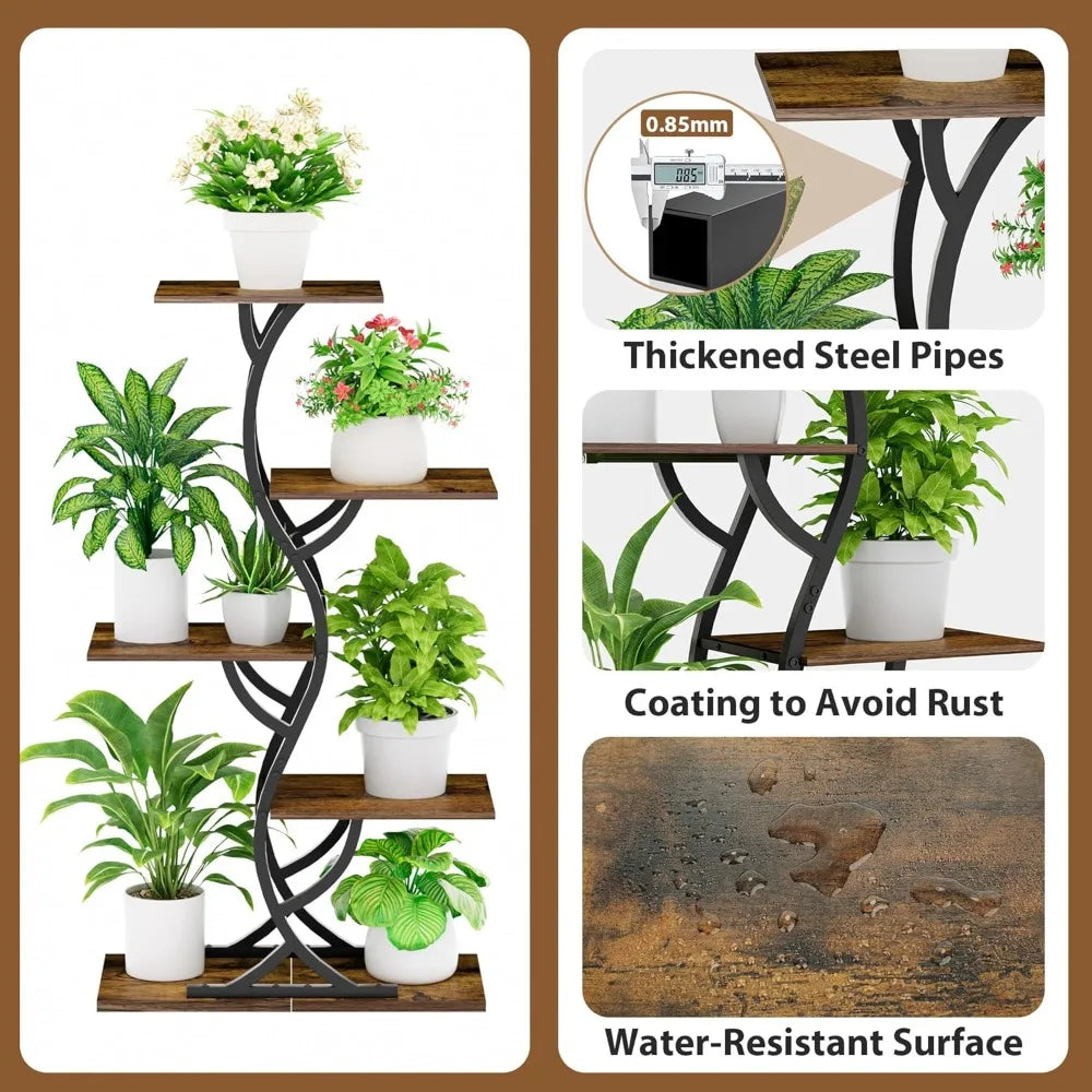 Plant Stand Indoor with Grow Lights - 44" Tall Corner Plant Stands for Indoor Plants, 5 Tiered Metal Plant Shelf